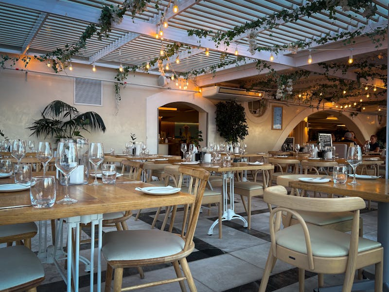 Cozy restaurant dining area with warm lighting
